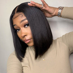 Straight HD Lace Closure Bob Wig 150% Density  (Pre-Made)