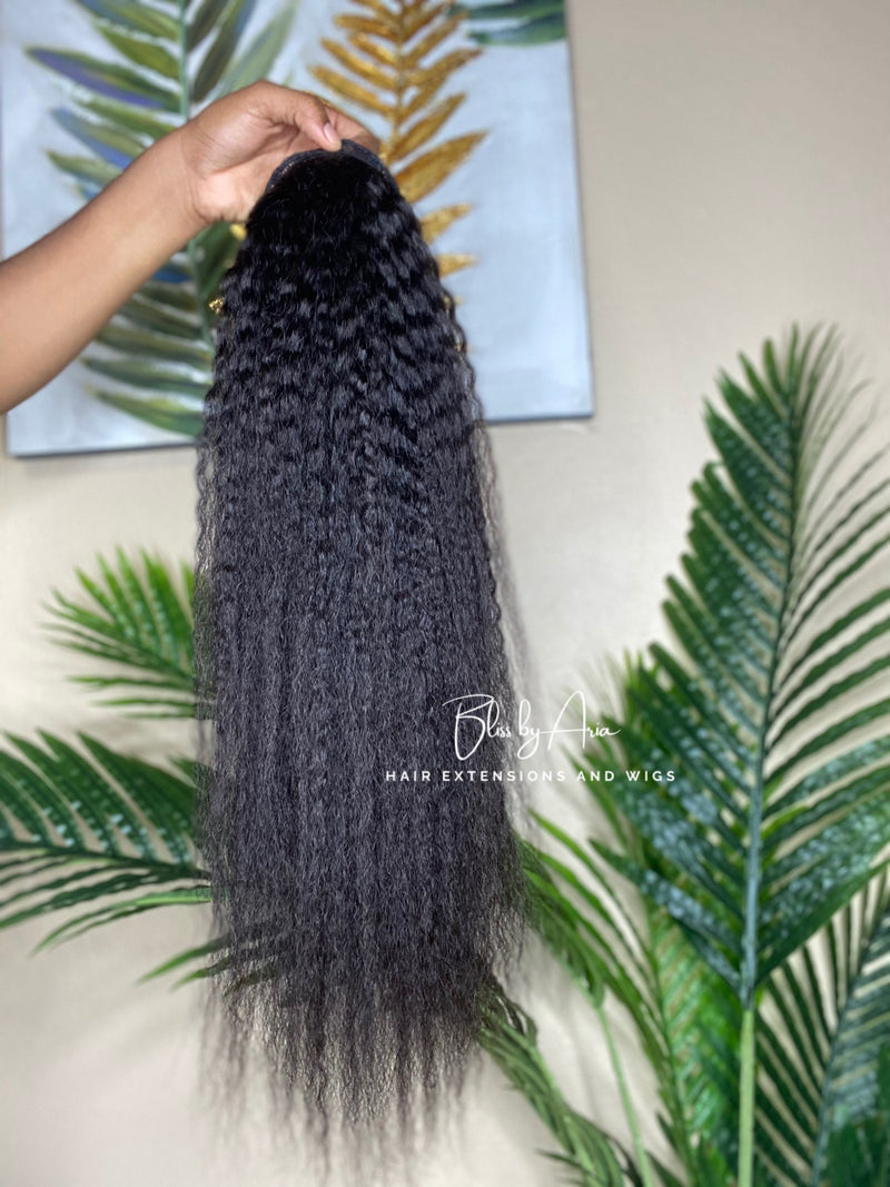 Kinky Straight Blow Out Drawstring Ponytail